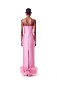 Vestido New Alba Longo Plumas Barra