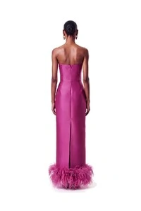 Vestido New Alba Longo Plumas Barra