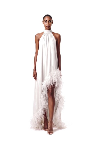 Foto Vestido Violeta Plumas