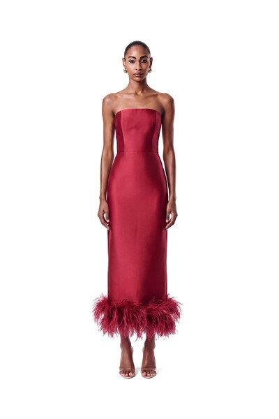 Foto Vestido New Alba Midi Plumas Barra