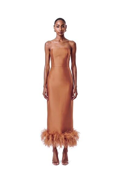 Foto Vestido New Alba Midi Plumas Barra