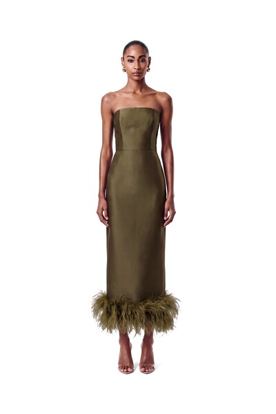 Foto Vestido New Alba Midi Plumas Barra