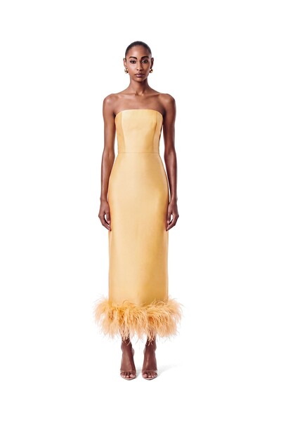 Foto Vestido New Alba Midi Plumas Barra