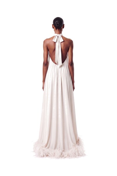Foto Vestido Violeta Plumas