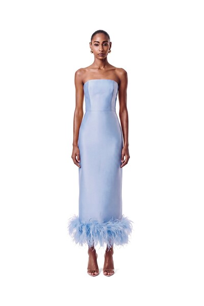 Foto Vestido New Alba Midi Plumas Barra