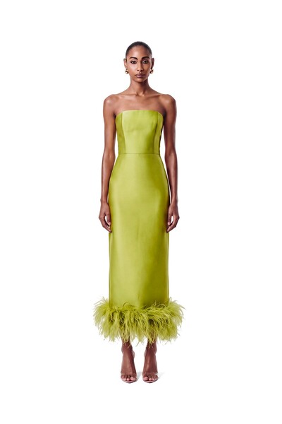 Foto Vestido New Alba Midi Plumas Barra