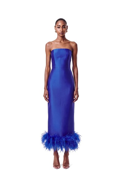 Foto Vestido New Alba Midi Plumas Barra