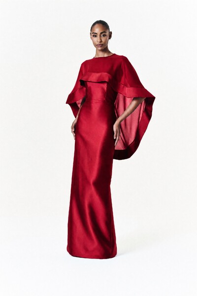 Foto Vestido Alba Longo Com Capa Catarina Curta