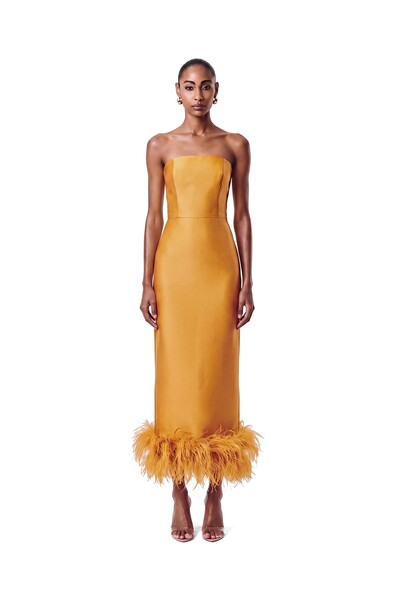 Foto Vestido New Alba Midi Plumas Barra