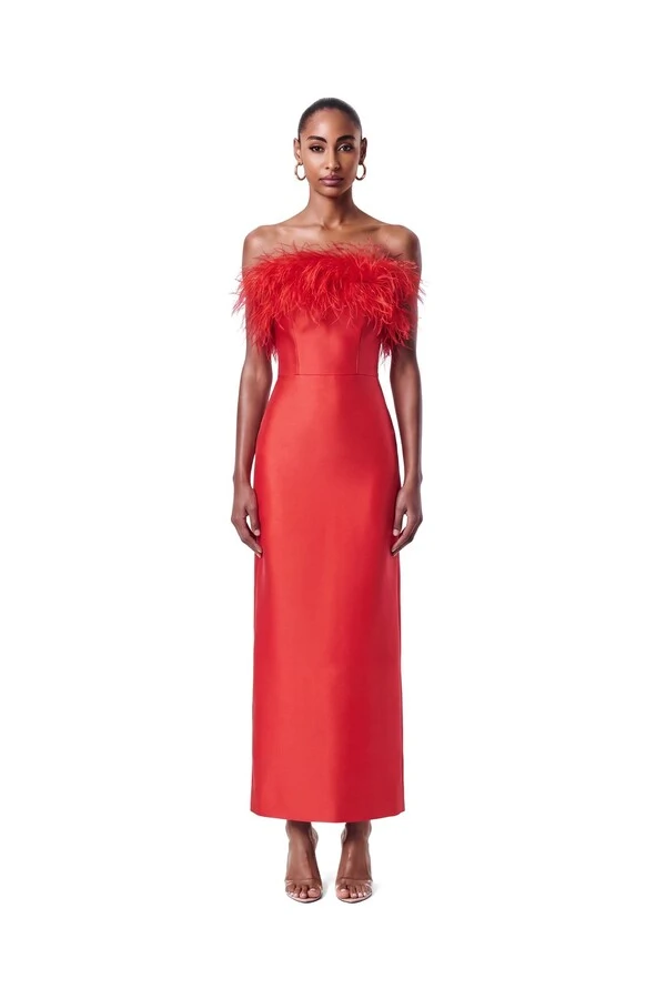 Vestido New Alba Midi Plumas Top