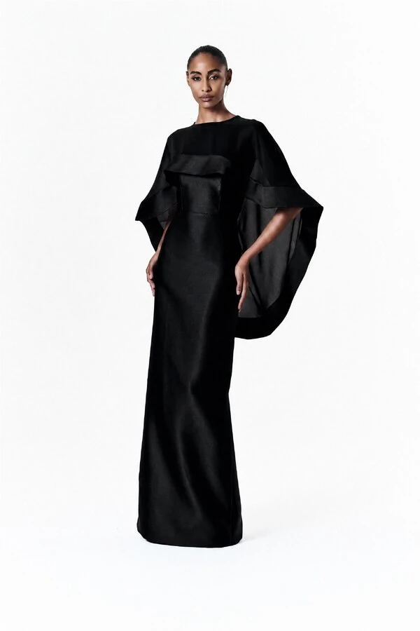 Vestido Alba Longo Com Capa Catarina Curta