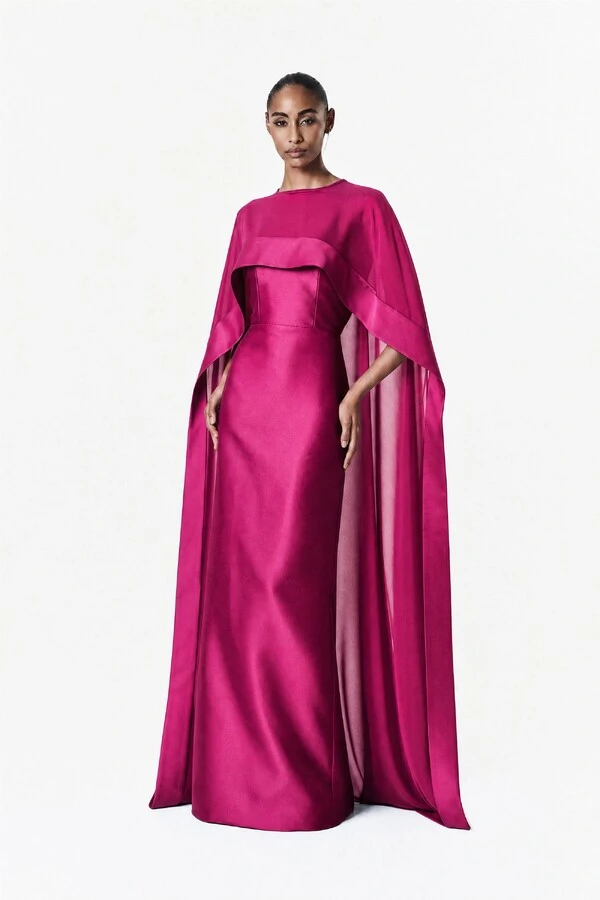 Vestido Alba Longo Com Capa Catarina Longa
