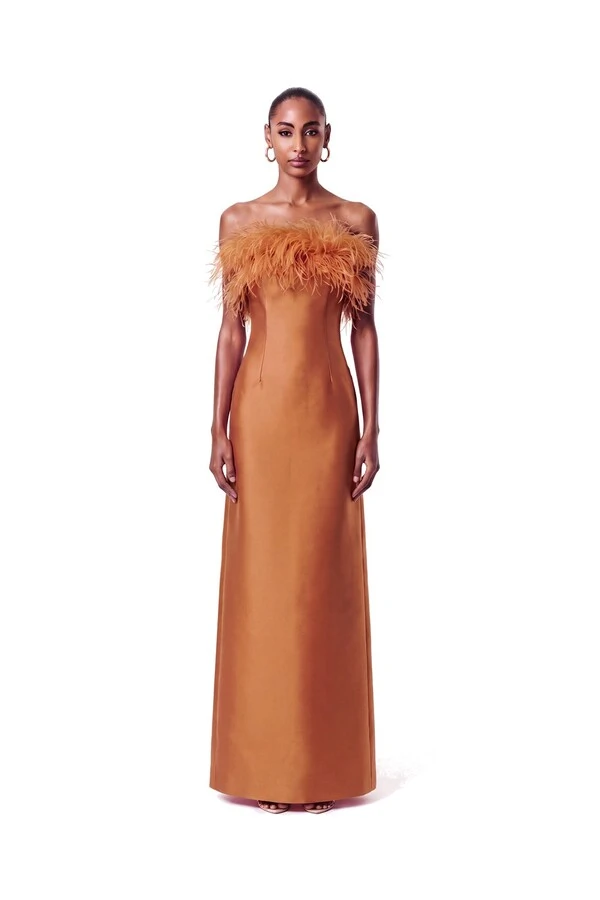 Vestido New Alba Longo Plumas Top