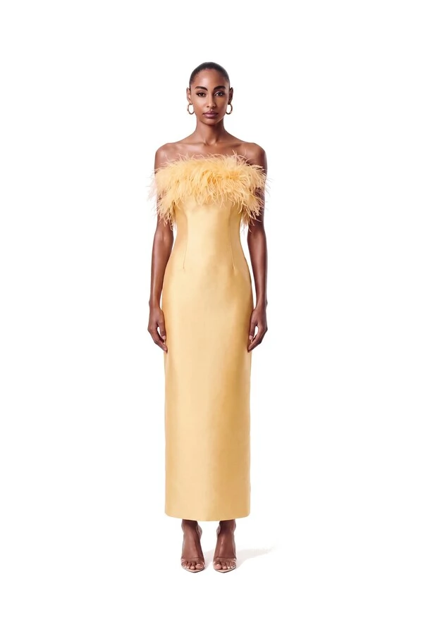 Vestido New Alba Midi Plumas Top