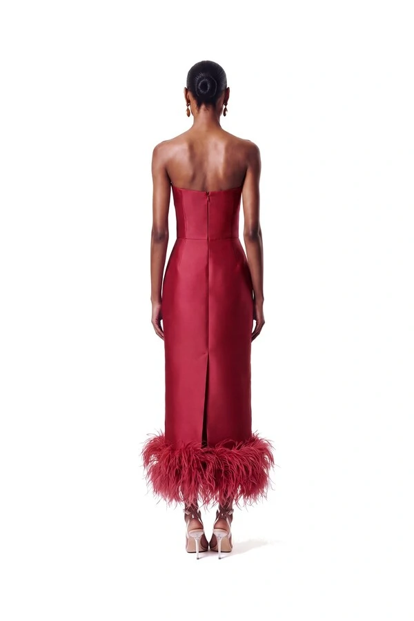 Vestido New Alba Midi Plumas Barra