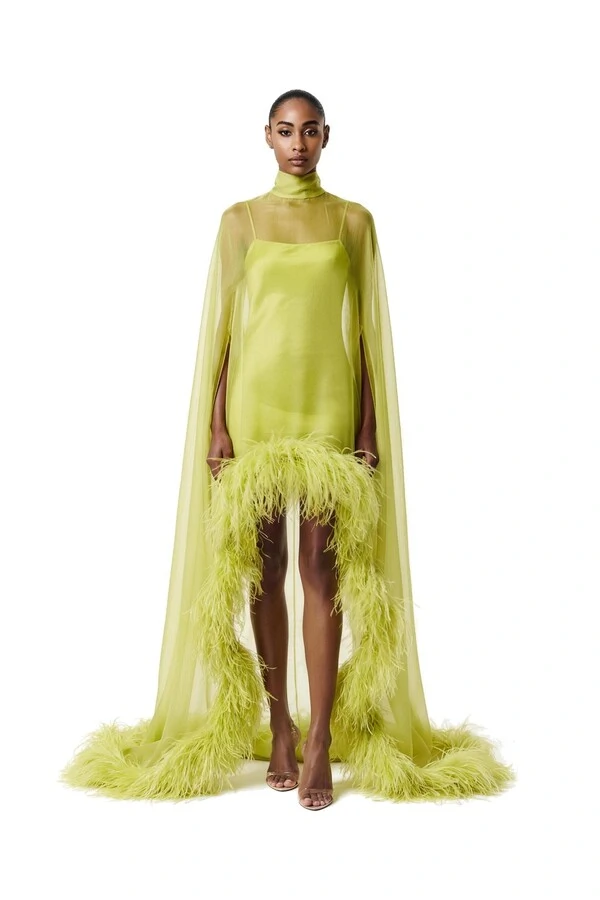 Vestido Fênix Mullet Plumas