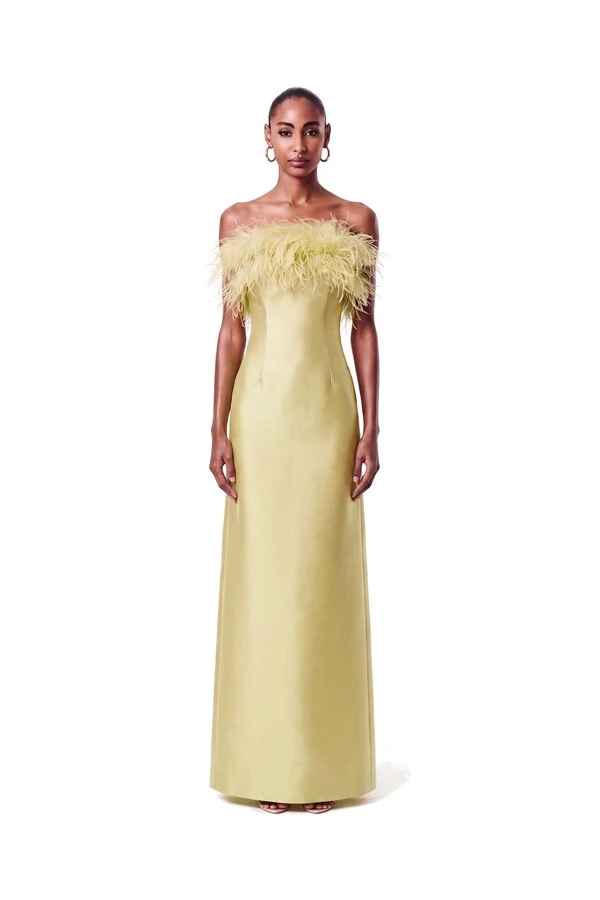 Vestido New Alba Longo Plumas Top