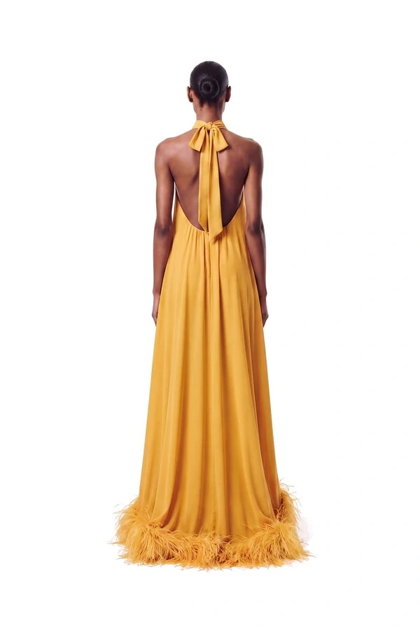 Vestido Violeta Plumas