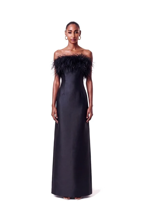 Vestido New Alba Longo Plumas Top