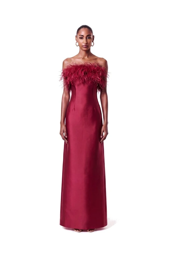 Vestido New Alba Longo Plumas Top