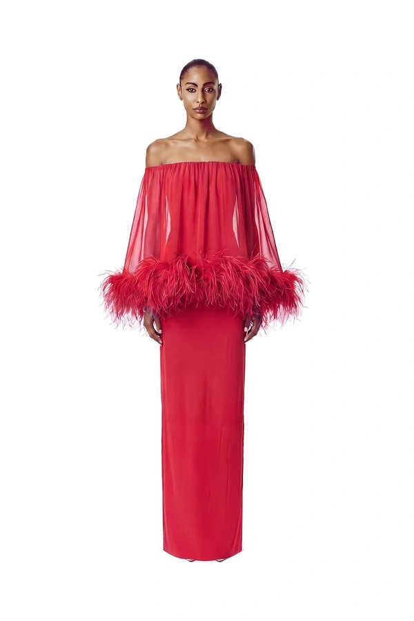 Vestido Versalhes Plumas