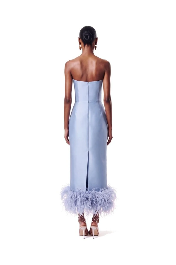 Vestido New Alba Midi Plumas Barra