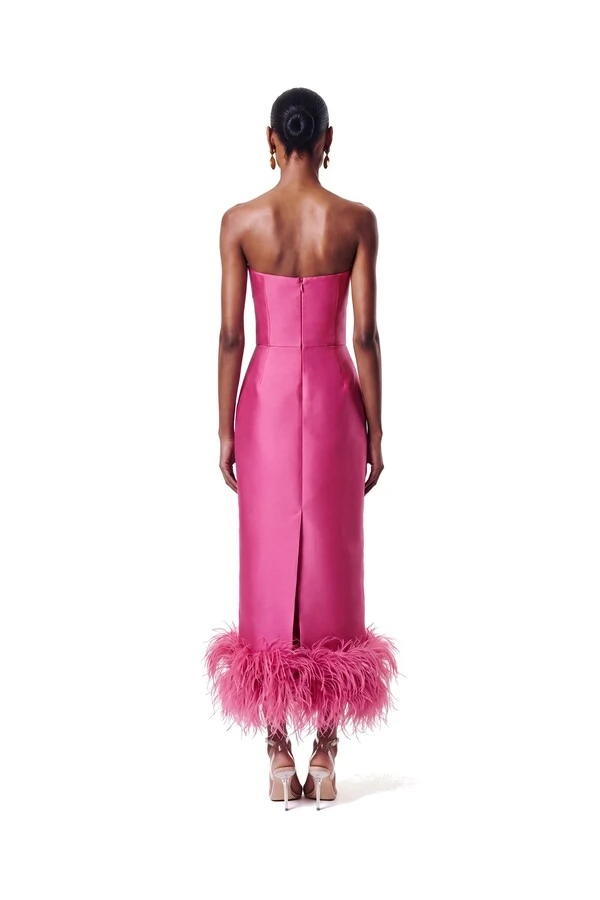 Vestido New Alba Midi Plumas Barra
