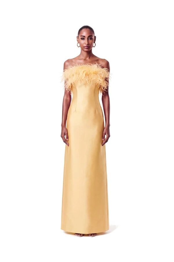 Vestido New Alba Longo Plumas Top