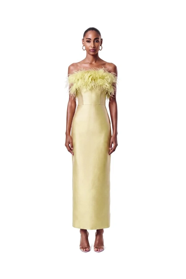 Vestido New Alba Midi Plumas Top