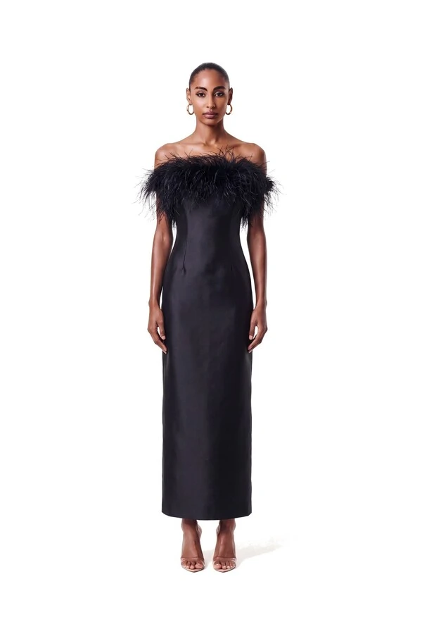 Vestido New Alba Midi Plumas Top