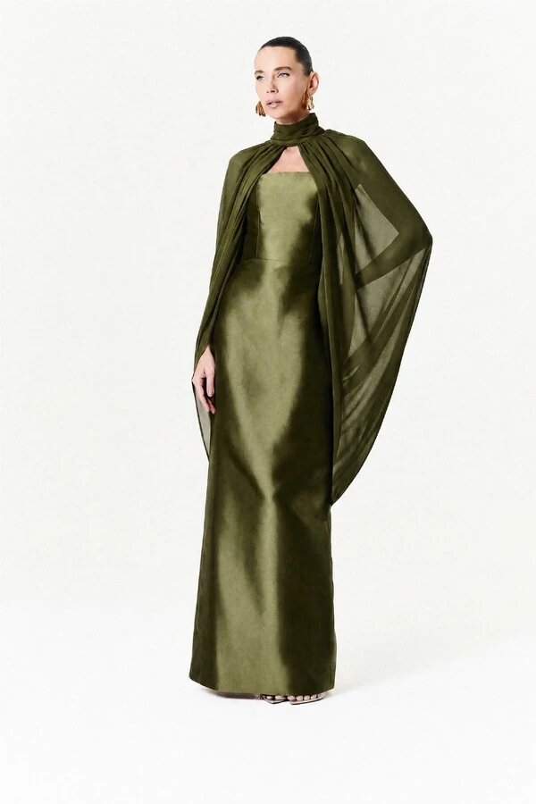 Vestido Alba Longo Com Capa Sophie
