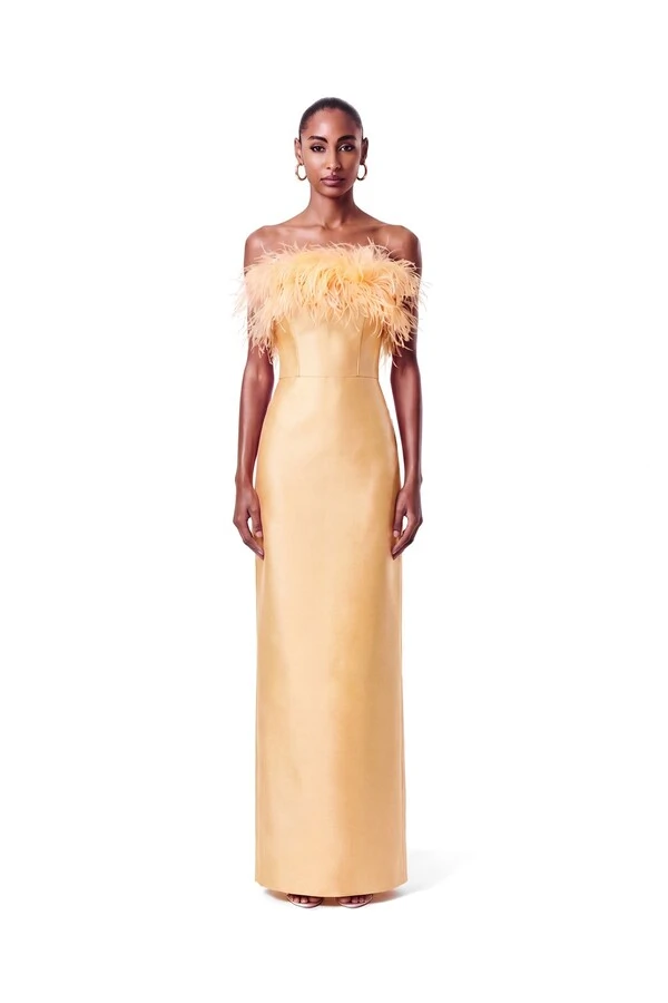 Vestido New Alba Longo Plumas Top