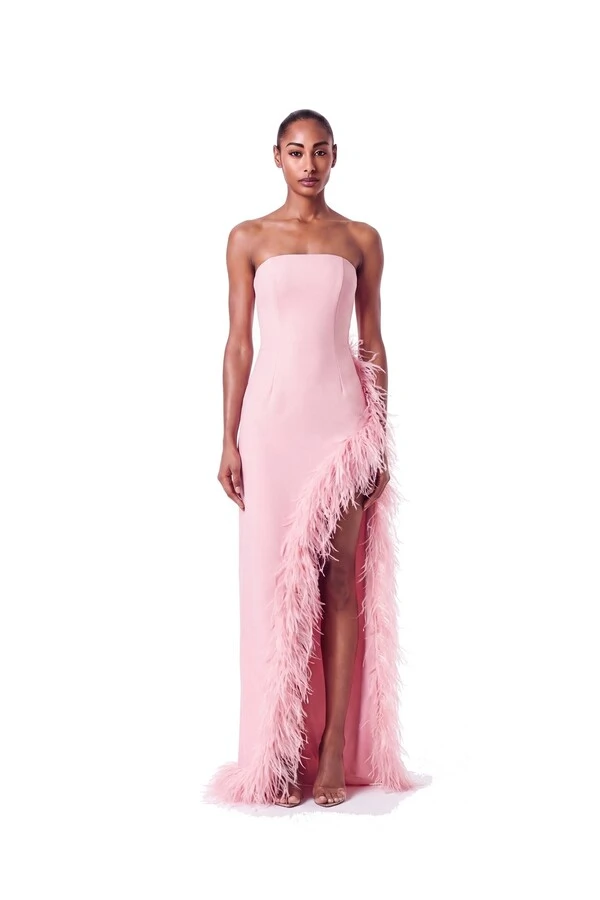 Vestido Raquel Plumas Crepe