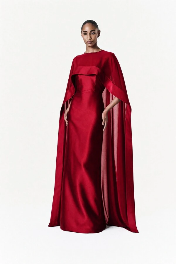 Vestido Alba Longo Com Capa Catarina Longa