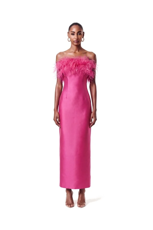 Vestido New Alba Midi Plumas Top