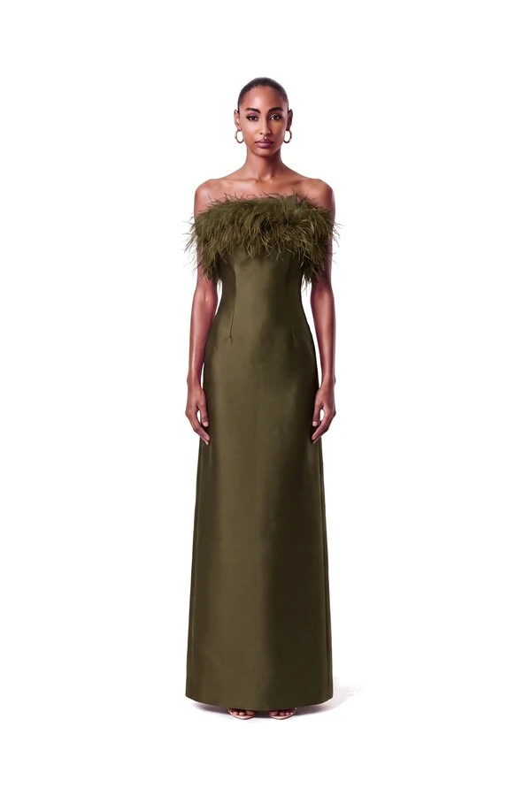 Vestido New Alba Longo Plumas Top