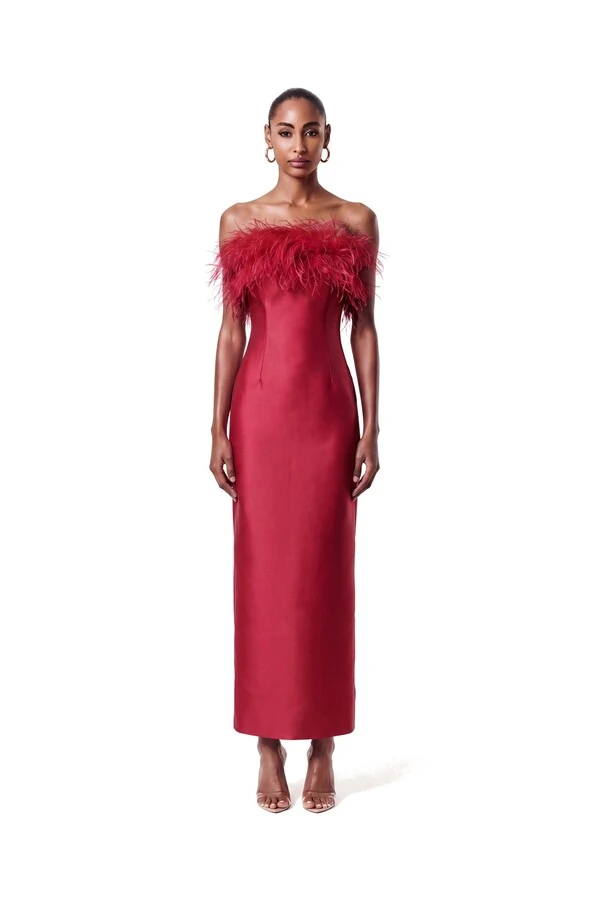 Vestido New Alba Midi Plumas Top