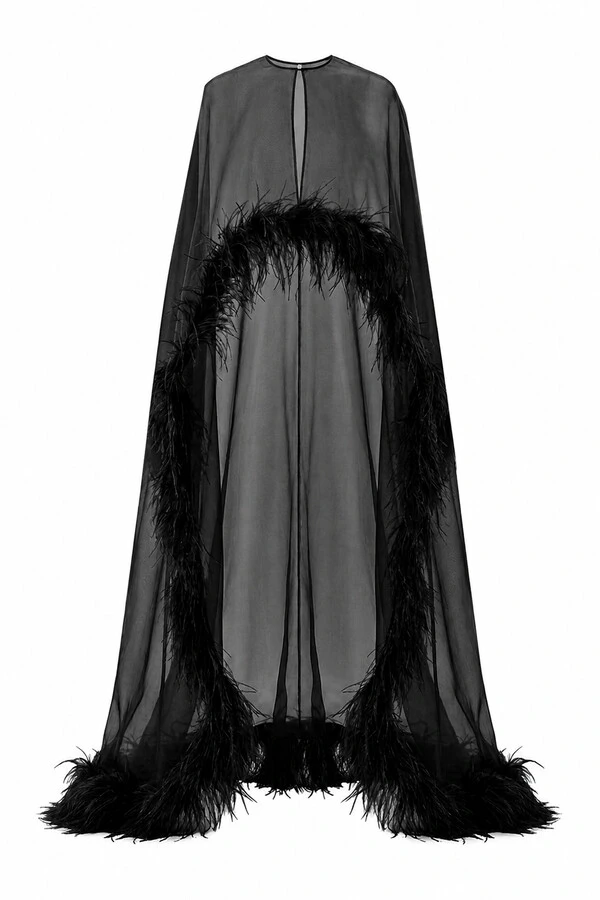 Capa Longa com Plumas