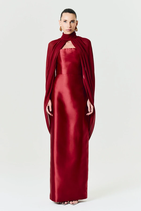 Vestido Alba Longo Com Capa Sophie