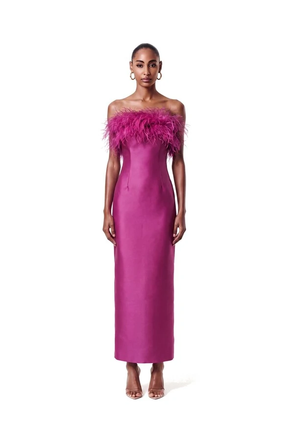 Vestido New Alba Midi Plumas Top