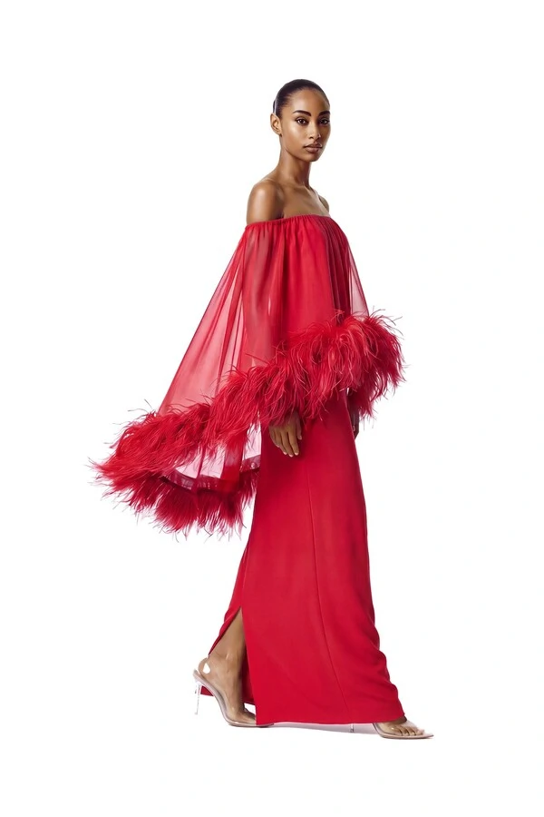 Vestido Versalhes Plumas