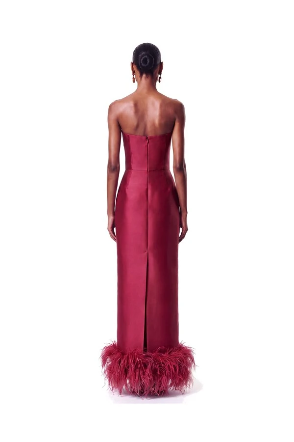Vestido New Alba Longo Plumas Barra
