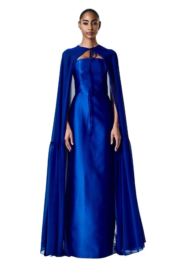 Vestido Alba Longo Com Capa Eleonora