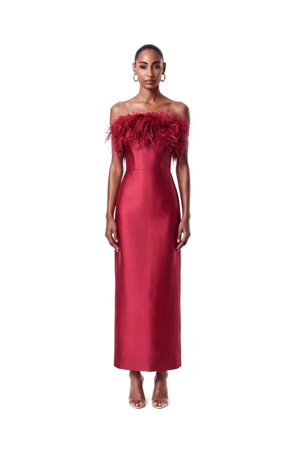 Vestido New Alba Midi Plumas Top