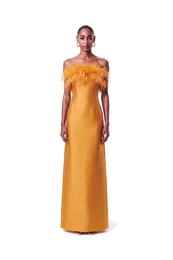 Vestido New Alba Longo Plumas Top