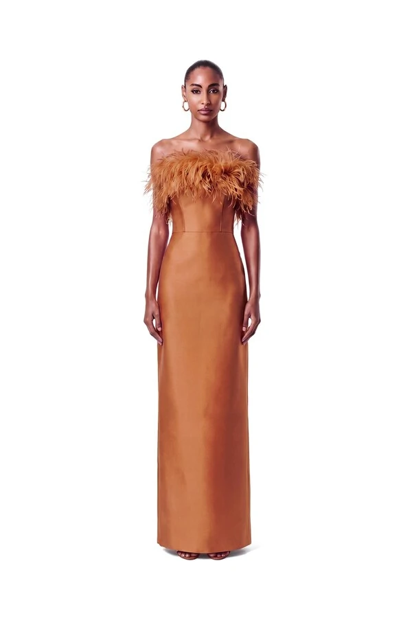 Vestido New Alba Longo Plumas Top