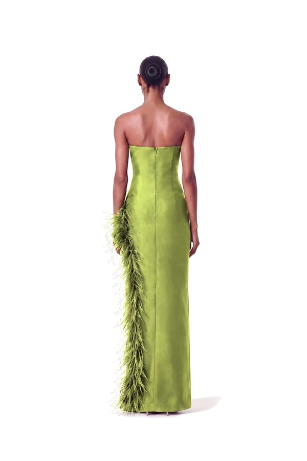 Vestido Raquel Plumas Crepe