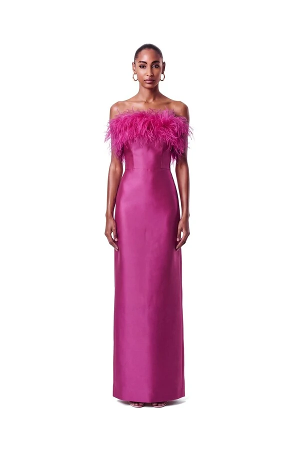 Vestido New Alba Longo Plumas Top