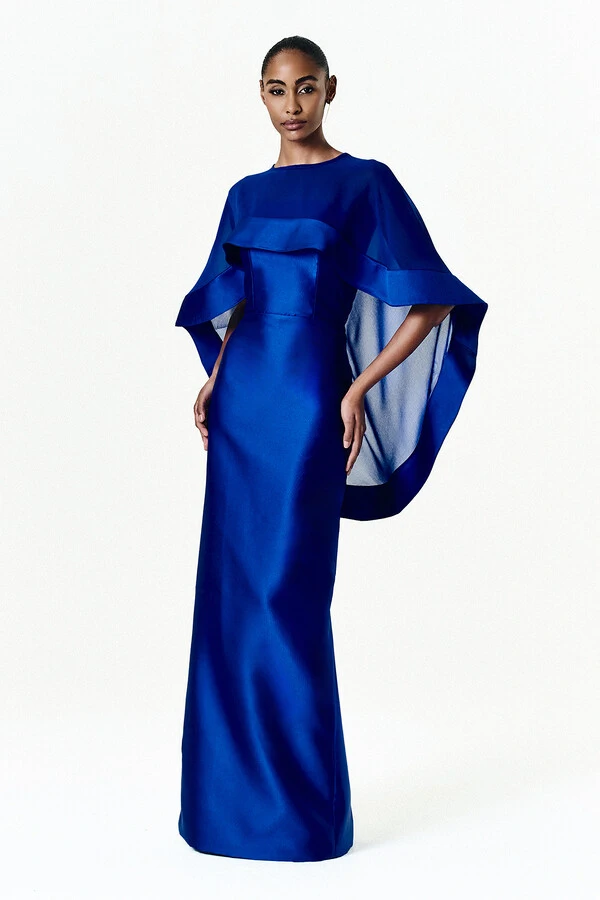 Vestido Alba Longo Com Capa Catarina Curta