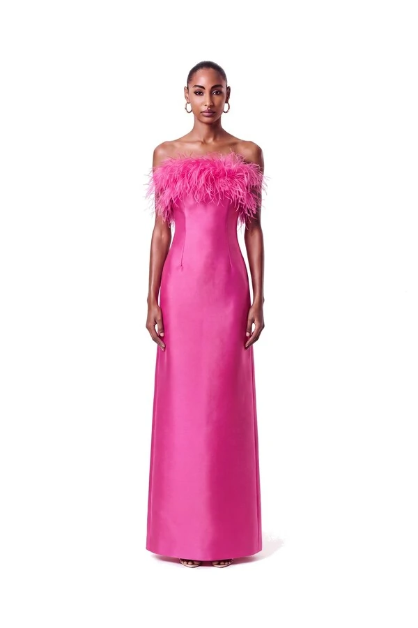 Vestido New Alba Longo Plumas Top